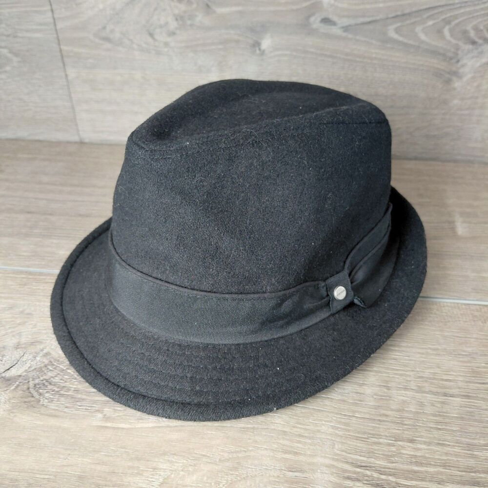 Vintage Stetson Fedora Trilby Hat All American Black Wool Blend Dress Ribbon